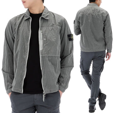 STONE ISLAND Nylon-Metall-Reißverschluss-Shirtjacke mit Wappen-Patch 154862457