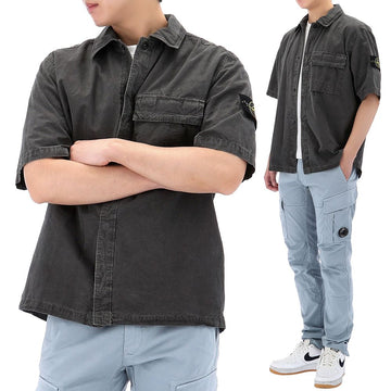 Stone Island Short Sleeve Shirt with Patch Button 154863858