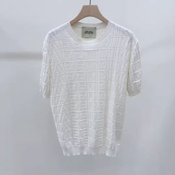 FENDI FF Logo Kurzarmstrickoberteil Weiß 154887724
