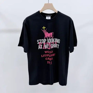 VETEMENTS stop looking Grafik T-Shirt schwarz 154887749