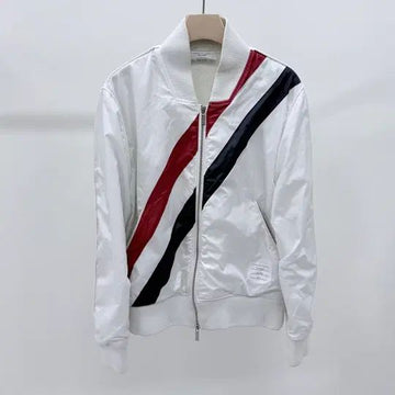 THOM BROWNE Dreistreifen Logo Bomberjacke Weiß 154888018