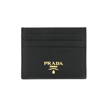 Prada Saffiano Gold Logo Card Holder Black 1MC025 QWA F0002 150342042
