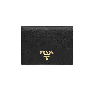 PRADA Coin Wallet mit Gold-Logo aus Saffiano Leder Schwarz 1MV204 QWA F0002 150342030