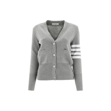 Thom Browne Milano Classic V-Neck Wool Cardigan Light Gray 4-Bar 26SS FKC207A 00014 055 150342183