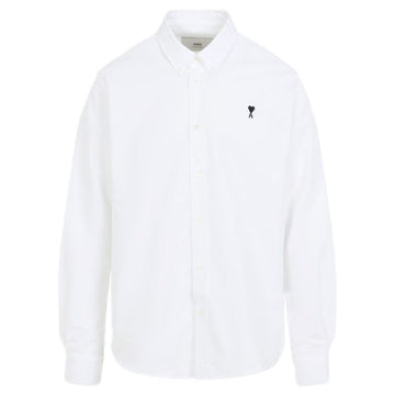 AMI Classic Shirt mit Herzlogo-Stickerei Weiß HSH763 CO0031 168 146284564