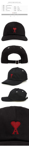 AMI Herz-Logo bestickte Baseballmütze Schwarz 25FW BFUCP006 AW0041 001 146284563 [P]