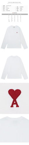 AMI 25FW Herren Small Heart Logo Langarmshirt Weiß BFUTS235 724 100 146284545 [P]