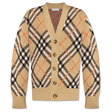 Burberry Vintage Check Wool V-Neck Cardigan Sand 8093491 144961466