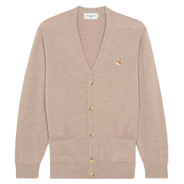 MAISON KITSUNE 女性用フォックスヘッドパッチVネックカーディガンベージュメランジ H250 144961458