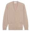 MAISON KITSUNE 25SS メンズ フォックスヘッド パッチ Vネック カーディガン ベージュメランジ H250 144961457 [P]