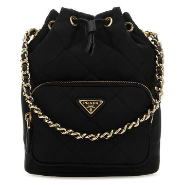 PRADA Quilted Bucket Bag mit Dreieck-Logo Reedition 1995 Schwarz 1BH038 2AOS F0002 144940300