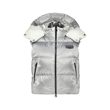 DUVETICA EPIPOLI SILBER Logo-Patch Kapuzen-Padding Weste SILVER VDDV25235K0001 149435908