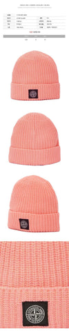Stone Island Stone Logo Patch Wool Beanie Peach Pink 7715N10B5 V0083 150263086 [P]