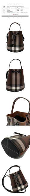 Burberry Giant Check Drawstring Mini Bucket Bag Dark Brown stamp: 8112238 150263248 [P]