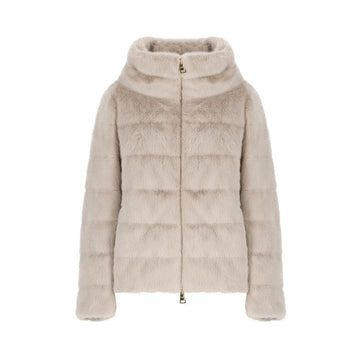 Herno New Lady Faux Fur Cape Jacket Beige PI001935D 12630 1985 149318447