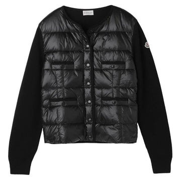 MONCLER Logo-Patch Strick-Mix-Padding-Jacke Schwarz M1131 999 144632199