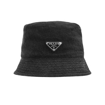PRADA 三角ロゴデニムバケットハット ブラック 2HC137 12K8 F0557 150062702