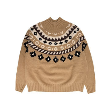 MaxMara 25FW HARDY Wool Jacquard Funnel Neck Knit Camel 2525366312 002 149268563