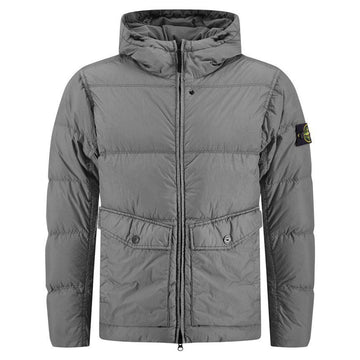 Stone Island Stone 25FW Garment Dye Crinkle Lapel Hooded Down Jacket Gray 4100011 S0A23 V006B 144144216