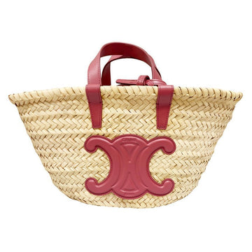 CELINE Triope Tin Raffia Tote Shoulder Bag Lipstick 194002 CGG 27LK 143623557