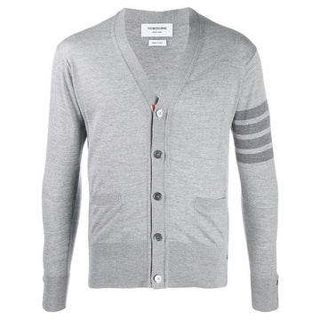 THOM BROWNE Klassische Strickjacke mit diagonalen Streifen Grau MKC002B 00014 055 136177836