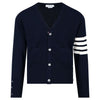 THOM BROWNE Klassische V-Ausschnitt Cardigan mit schrägem Ärmel Navy MKC001A 00011 415 123042418 [P]