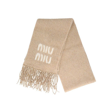 MIU MIU Mohair Schal mit Logo-Print Beige 5FS062 2CQD F0018 150067887