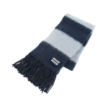 Miu Miu 25FW Logo Patch Stripe Mohair Scarf Blue Cielo 5FS094 2CVE F0WYH 150067883