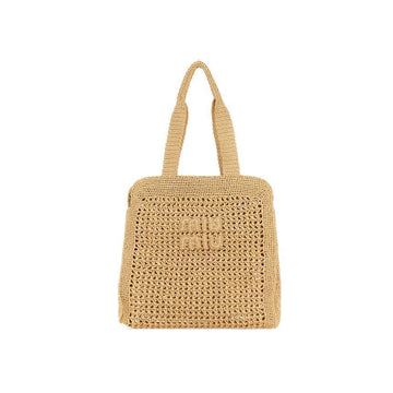 MIU MIU Logo Raffia Tote Schultertasche Beige 5BG230 2DO1 F0018 150067870