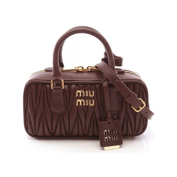 Miu Miu 25FW Gold Logo Matelassé Crossbody Bag Burgundy 5BB142 AN88 F0007 150067861