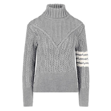 THOM BROWNE アシンメトリック タートルネック ニット ライトグレー FKA382A Y1024 055 142950483