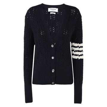 THOM BROWNE 25FW ストライプ アームバンド Vネック カーディガン ネイビー 415 142950479