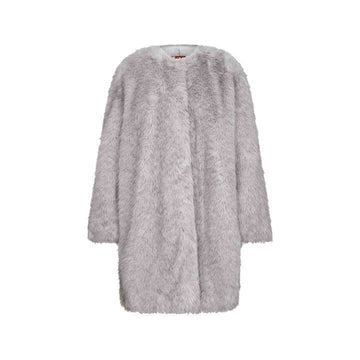 MAXMARA EROS Pelz Rundhalsmantel Perl Grau 2526456012 001 149268405