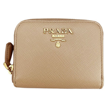 Prada Saffiano Gold Logo Coin Wallet Beige 1MM268 QWA F0770 142950526