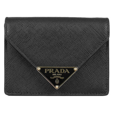 Prada Gold Logo Saffiano Wallet Crossbody Bag Black 1MR033 2CLQ F0002 142950516