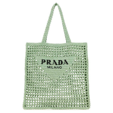PRADA Crochet Tote Bag mit Logo-Stickerei Mintgrün 1BG393 2C2T F0934 141065380
