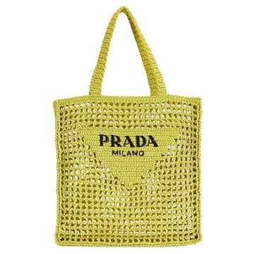 PRADA 25SS ロゴ刺繍クロシェトートバッグイエロー 1BG393 2A2T F0322 130306981