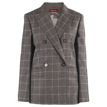 MaxMara COLIMBO Checked Wool Blazer Grey 60460223 003 149268354