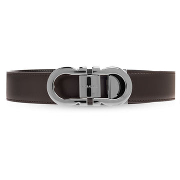 Salvatore Ferragamo 25SS Silver Double Gancini Reversible Belt Brown Black 67-0326 0770943 140500715
