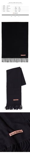 Acne Studios Acne 25FW CANADA NR NEW Slim Wool Scarf Black 900 149068815 [P]