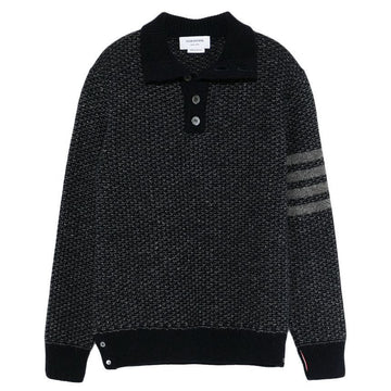 Thom Browne Diagonal Tonal Textured Stitch Funnel Neck Knit Navy MKA540A Y1032 415 127514635