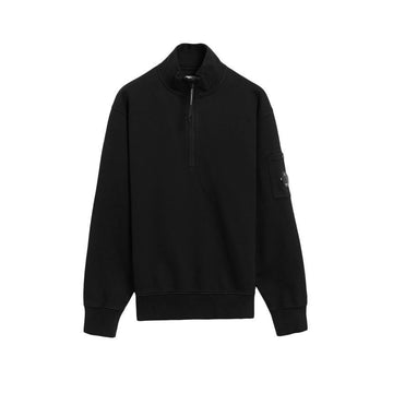 CP Company CP 25FW Lens Patch Half Zip Fleece Sweatshirt Black 19CMSS142A 006372G 999 149517285