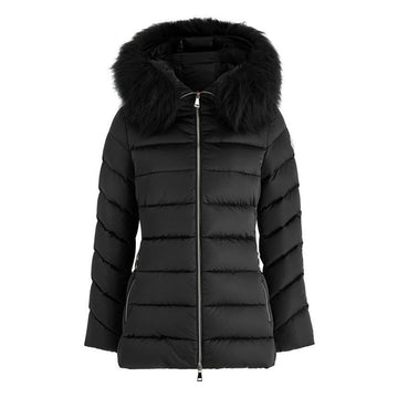 MONCLER CUPIDONE Hoodie mit Logo-Patch aus Pelzjacke in Schwarz 1A001 77 59685 999 120538973