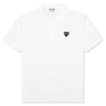 Comme Des Garcons Black Heart Patch Polo T-Shirt White AZ-T066-051-2 139483146
