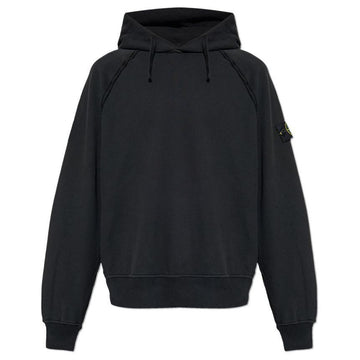 STONE ISLAND Stone 25FW Wappen Patch Fleece Hoodie Schwarz V0029 6100023 146793770