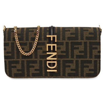Fendi 25SS Graffiti FF Logo Wallet Chain Shoulder Crossbody Bag Brown 8BS076 AD23 F1BA1 125260837