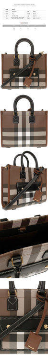 BURBERRY Mini-Check Freya Tote Bag Dunkelbirkenbraun 8069661 146284438 [P]