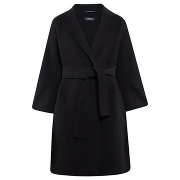 MAXMARA ARONA Gürteltäue Wolle Mantel Schwarz 2429016111 013 119577609