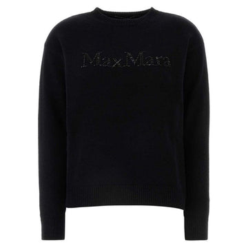 MaxMara Kassel Glitter Logo Cashmere Knit Black 2429366163 009 119577582