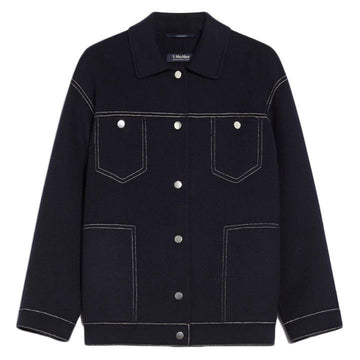 MAXMARA POGGIO スティッチ ウール ジャケット ネイビー 2429046013 081 119577572